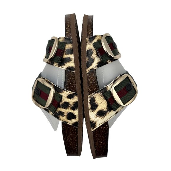 Madden Girl Womens Size 6/7 Strap Buckle Slides Leopard Print Green Red Strap - Picture 7 of 11